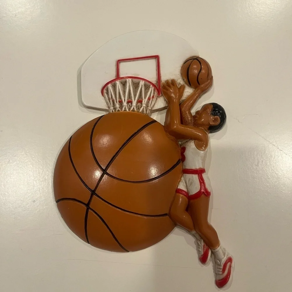 Lot of 2 vintage baseball and basketball wall hangings/decor